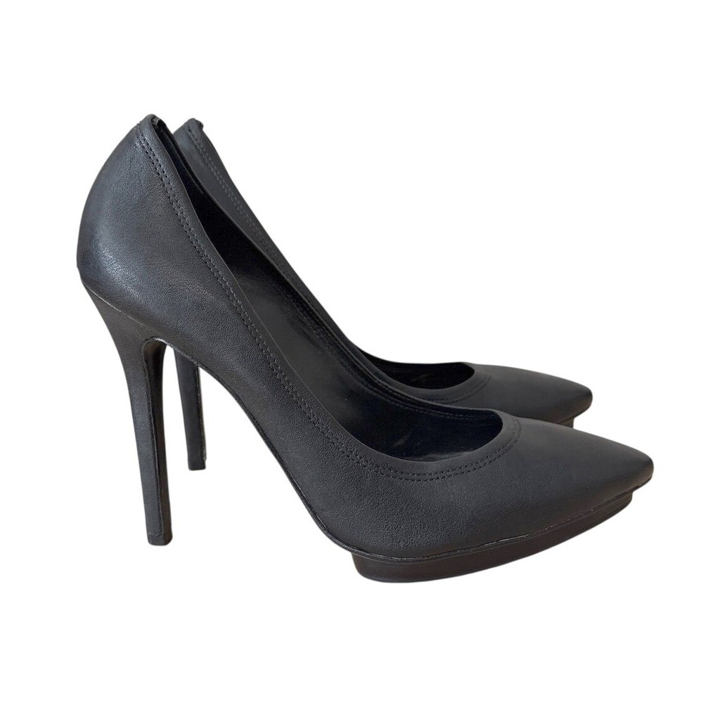 Tory Burch Black Leather Pointed Toe Hidden Platform Stiletto Pumps Heels Sz 11